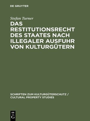 cover image of Das Restitutionsrecht des Staates nach illegaler Ausfuhr von Kulturgütern